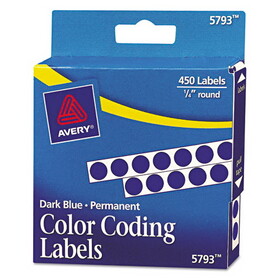 Avery AVE05793 Permanent Self-Adhesive Round Color-Coding Labels, 1/4" Dia, Dark Blue, 450/pack