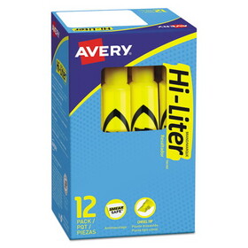 AVERY-DENNISON AVE07742 Desk Style Highlighter, Chisel Tip, Yellow Ink, Dozen
