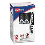 AVERY-DENNISON AVE07888 Regular Desk Style Permanent Marker, Chisel Tip, Black, Dozen