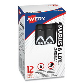 AVERY-DENNISON AVE07888 MARKS A LOT Regular Desk-Style Permanent Marker, Broad Chisel Tip, Black, Dozen (7888)