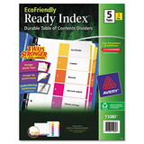 Avery AVE11080 Ready Index Customizable Table Of Contents, Asst Dividers, 5-Tab, Ltr, 3 Sets