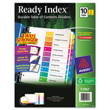 Avery AVE11082 Ready Index Customizable Table Of Contents, Asst Dividers, 10-Tab, Ltr, 3 Sets