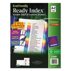 Avery AVE11085 Ready Index Customizable Table Of Contents Multicolor Dividers, 26-Tab, Letter