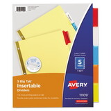 Avery AVE11109 Insertable Big Tab Dividers, 5-Tab, Double-Sided Gold Edge Reinforcing, 11 x 8.5, Buff, Assorted Tabs, 1 Set