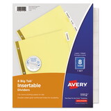Avery AVE11112 Insertable Big Tab Dividers, 8-Tab, Double-Sided Gold Edge Reinforcing, 11 x 8.5, Buff, Clear Tabs, 1 Set