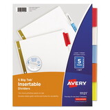 Avery AVE11121 Insertable Big Tab Dividers, 5-Tab, Double-Sided Gold Edge Reinforcing, 11 x 8.5, White, Assorted Tabs, 1 Set