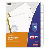 Avery AVE11122 Insertable Big Tab Dividers, 5-Tab, Double-Sided Gold Edge Reinforcing, 11 x 8.5, White, Clear Tabs, 1 Set
