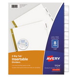 Avery AVE11124 Insertable Big Tab Dividers, 8-Tab, Double-Sided Gold Edge Reinforcing, 11 x 8.5, White, Clear Tabs, 1 Set