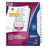 Avery AVE11142 Ready Index Customizable Table Of Contents Black & White Dividers, 15-Tab, Ltr