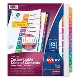 Avery AVE11165 Customizable TOC Ready Index Multicolor Tab Dividers, Extra Wide Tabs, 10-Tab, 1 to 10, 11 x 9.25, White, 1 Set