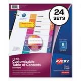 AVERY-DENNISON AVE11168 Ready Index Customizable Table Of Contents Asst Dividers, 8-Tab, Ltr, 24 Sets