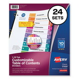 Avery AVE11169 Ready Index Customizable Table Of Contents Asst Dividers, 10-Tab, Ltr, 24 Sets