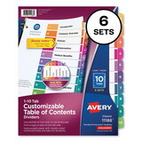 AVERY-DENNISON AVE11188 Ready Index Customizable Table Of Contents, Asst Dividers, 10-Tab, Ltr, 6 Sets