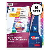 AVERY-DENNISON AVE11196 Ready Index Customizable Table Of Contents, Asst Dividers, 12-Tab, Ltr, 6 Sets