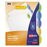 Avery AVE11200 Insertable Style Edge Tab Plastic Dividers, 5-Tab, Letter