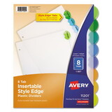 Avery AVE11201 Insertable Style Edge Tab Plastic Dividers, 8-Tab, Letter
