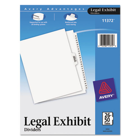 Avery AVE11372 Preprinted Legal Exhibit Side Tab Index Dividers, Avery Style, 26-Tab, 26 to 50, 11 x 8.5, White, 1 Set