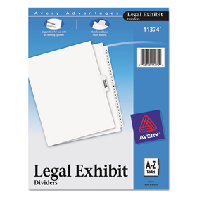 Avery AVE11374 Preprinted Legal Exhibit Side Tab Index Dividers, Avery Style, 27-Tab, A to Z, 11 x 8.5, White, 1 Set