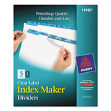 Avery AVE11410 Print & Apply Clear Label Dividers W/color Tabs, 5-Tab, Letter, 5 Sets