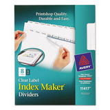 Avery AVE11417 Print and Apply Index Maker Clear Label Dividers, 8-Tab, 11 x 8.5, White, 1 Set