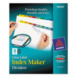 AVERY-DENNISON AVE11419 Print and Apply Index Maker Clear Label Dividers, 8-Tab, Color Tabs, 11 x 8.5, White, Traditional Color Tabs, 5 Sets