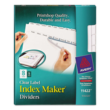 Avery AVE11422 Print and Apply Index Maker Clear Label Dividers, Copiers, 8-Tab, 11 x 8.5, White, 5 Sets