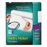 AVERY-DENNISON AVE11429 Print and Apply Index Maker Clear Label Dividers, 12-Tab, White Tabs, 11 x 8.5, White, 5 Sets
