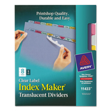 Avery AVE11433 Index Maker Print & Apply Clear Label Plastic Dividers, 8-Tab, Letter