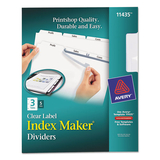 Avery AVE11435 Print and Apply Index Maker Clear Label Dividers, 3-Tab, White Tabs, 11 x 8.5, White, 5 Sets