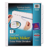 Avery AVE11439 Print & Apply Clear Label Dividers W/white Tabs, 8-Tab, 11 1/4 X 9 1/4