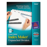 AVERY-DENNISON AVE11443 Print and Apply Index Maker Clear Label Unpunched Dividers, 5-Tab, 11 x 8.5, White, 25 Sets