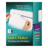 Avery AVE11449 Index Maker Print & Apply Clear Label Plastic Dividers, 5-Tab, Letter
