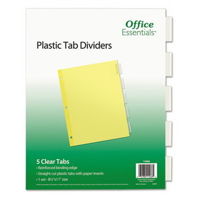 Office Essentials AVE11466 Plastic Insertable Dividers, 5-Tab, 11 x 8.5, Clear Tabs, 1 Set
