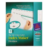 Avery AVE11491 Index Maker Print & Apply Clear Label Dividers W/white Tabs, 8-Tab, Letter