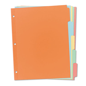AVERY-DENNISON AVE11508 Write-On Plain-Tab Dividers, 5-Tab, Letter, 36 Sets