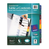 Avery AVE11817 Ready Index Customizable Table Of Contents Plastic Dividers, 8-Tab, Letter