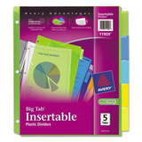 Avery AVE11900 Insertable Big Tab Plastic Dividers, 5-Tab, Letter