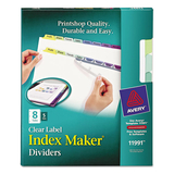 AVERY-DENNISON AVE11991 Print & Apply Clear Label Dividers W/color Tabs, 8-Tab, Letter, 5 Sets