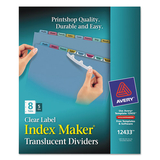 AVERY-DENNISON AVE12433 Index Maker Print & Apply Clear Label Plastic Dividers, 8-Tab, Letter, 5 Sets