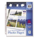 AVERY-DENNISON AVE13401 Photo Storage Pages For Six 4 X 6 Mixed Format Photos, 3-Hole Punched, 10/pack