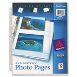 Avery AVE13406 Photo Storage Pages For Four 4 X 6 Horizontal Photos, 3-Hole Punched, 10/pack