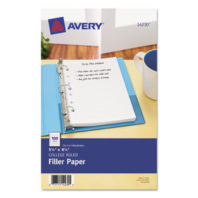 Avery AVE14230 Mini Binder Filler Paper, 5-1/2 X 8 1/2, 7-Hole Punch, College Rule, 100/pack