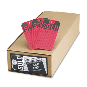 AVERY-DENNISON AVE15161 Sold Tags, Paper, 4 3/4 X 2 3/8, Red/black, 500/box