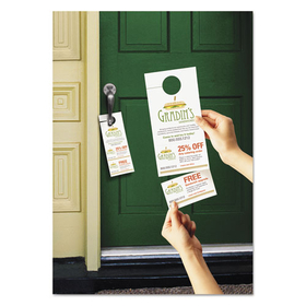 Avery AVE16150 Door Hanger with Tear-Away Cards, 97 Bright, 65 lb Cover Weight, 4.25 x 11, White, 2 Hangers/Sheet, 40 Sheets/Pack