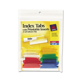Avery AVE16228 Insertable Index Tabs with Printable Inserts, 1/5-Cut, Assorted Colors, 1.5" Wide, 25/Pack