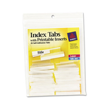 Avery AVE16230 Insertable Index Tabs with Printable Inserts, 1/5-Cut, Clear, 1.5