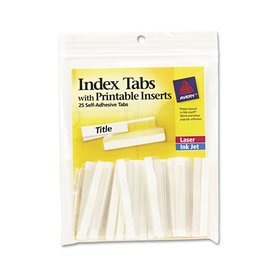 AVERY-DENNISON AVE16241 Insertable Index Tabs With Printable Inserts, Two, Clear Tab, 25/pack