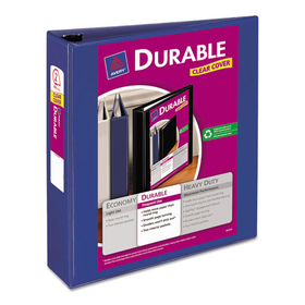 AVERY-DENNISON AVE17034 Durable View Binder with DuraHinge and Slant Rings, 3 Rings, 2" Capacity, 11 x 8.5, Blue