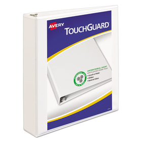 Avery AVE17142 TouchGuard Protection Heavy-Duty View Binders with Slant Rings, 3 Rings, 1.5" Capacity, 11 x 8.5, White