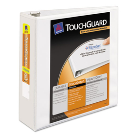 Avery AVE17144 Touchguard Antimicrobial View Binder W/slant Rings, 3" Cap, White